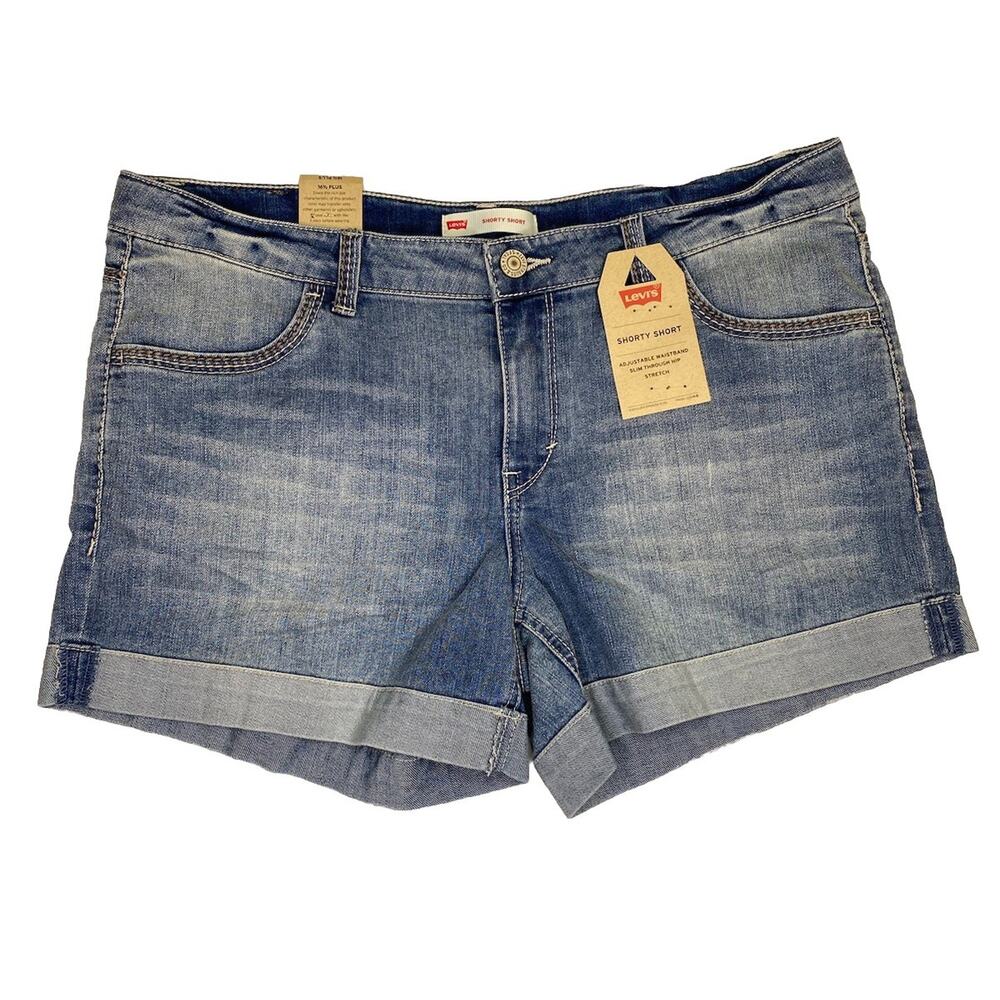 Levi's Denim Shorty Shorts Juniors Size 16 1/2 Pockets Adjustable NWT